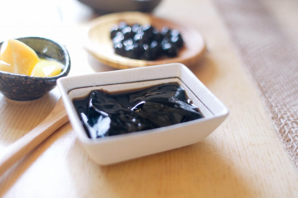a photo of grass jelly add-on for drinks