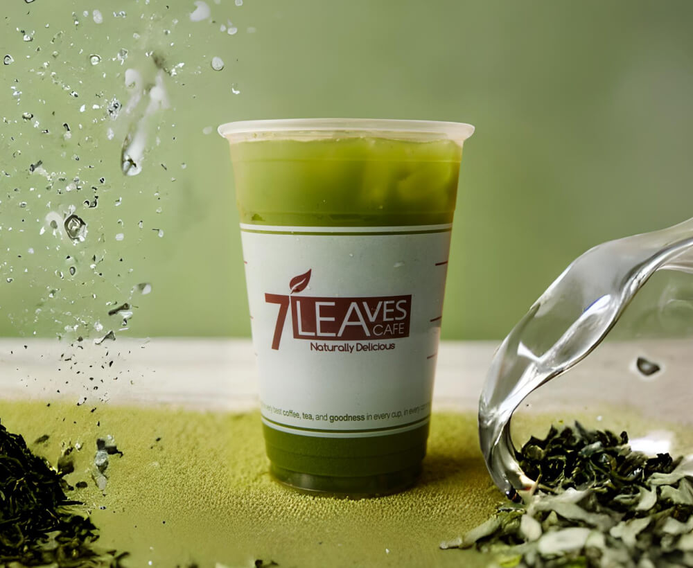 a photo of cold japanese matcha and soy drink in a cup