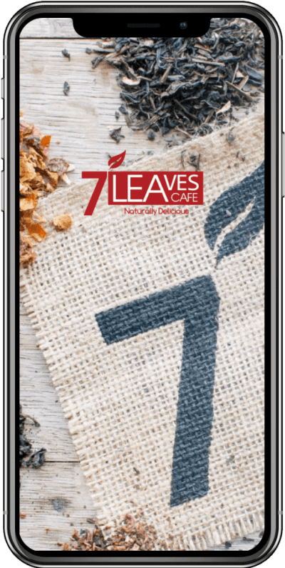 a photo of the screenshot of the loading screen of the mobile application of 7 leaves cafe in a mobile phone
